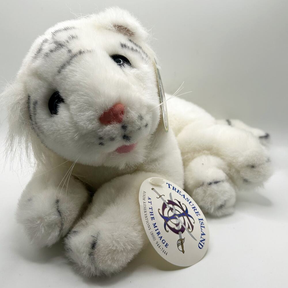 VNTG Mirage Treasure Island White Tiger Stuffed Animal Plush LAS VEGAS Kellytoy